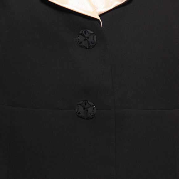 Vintage LeSuit Satin Ruffle Collar Black Suit skirt set Size 8 - Picture 5 of 12